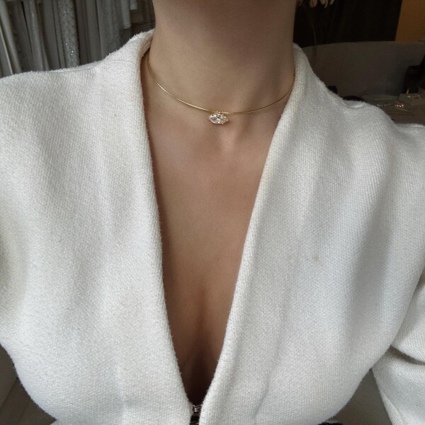 Badem Taşlı Choker | 925 Gümüş - Fi Season