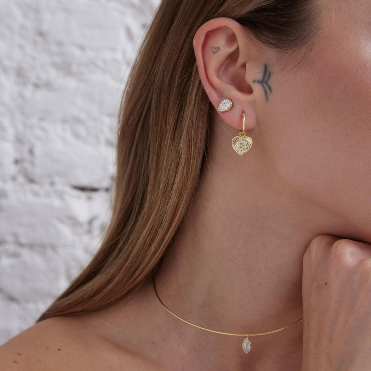 Badem Taşlı Choker | 925 Gümüş - 1