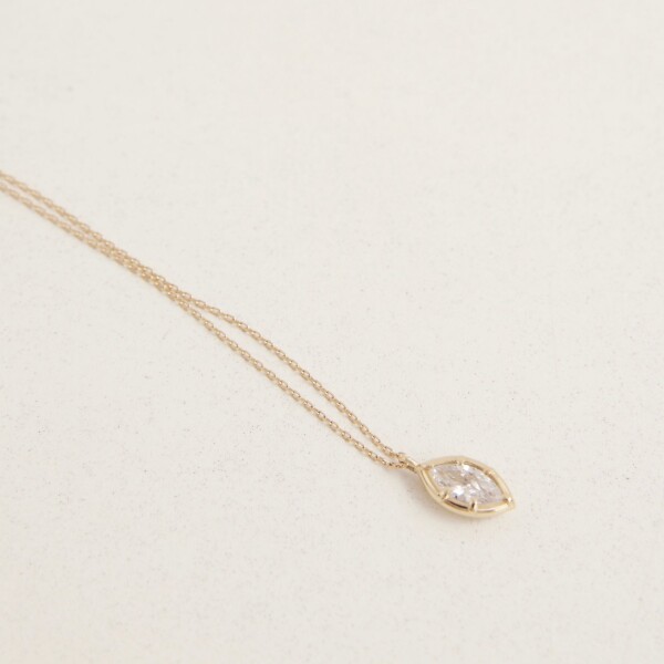 Badem Taşlı Kolye | 14 Ayar Altın - 5