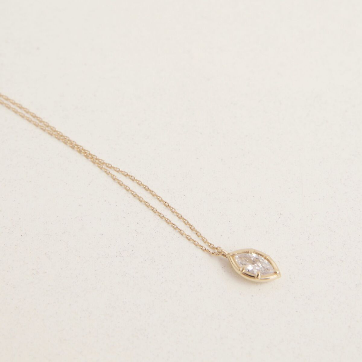 Badem Taşlı Kolye | 14 Ayar Altın - 5