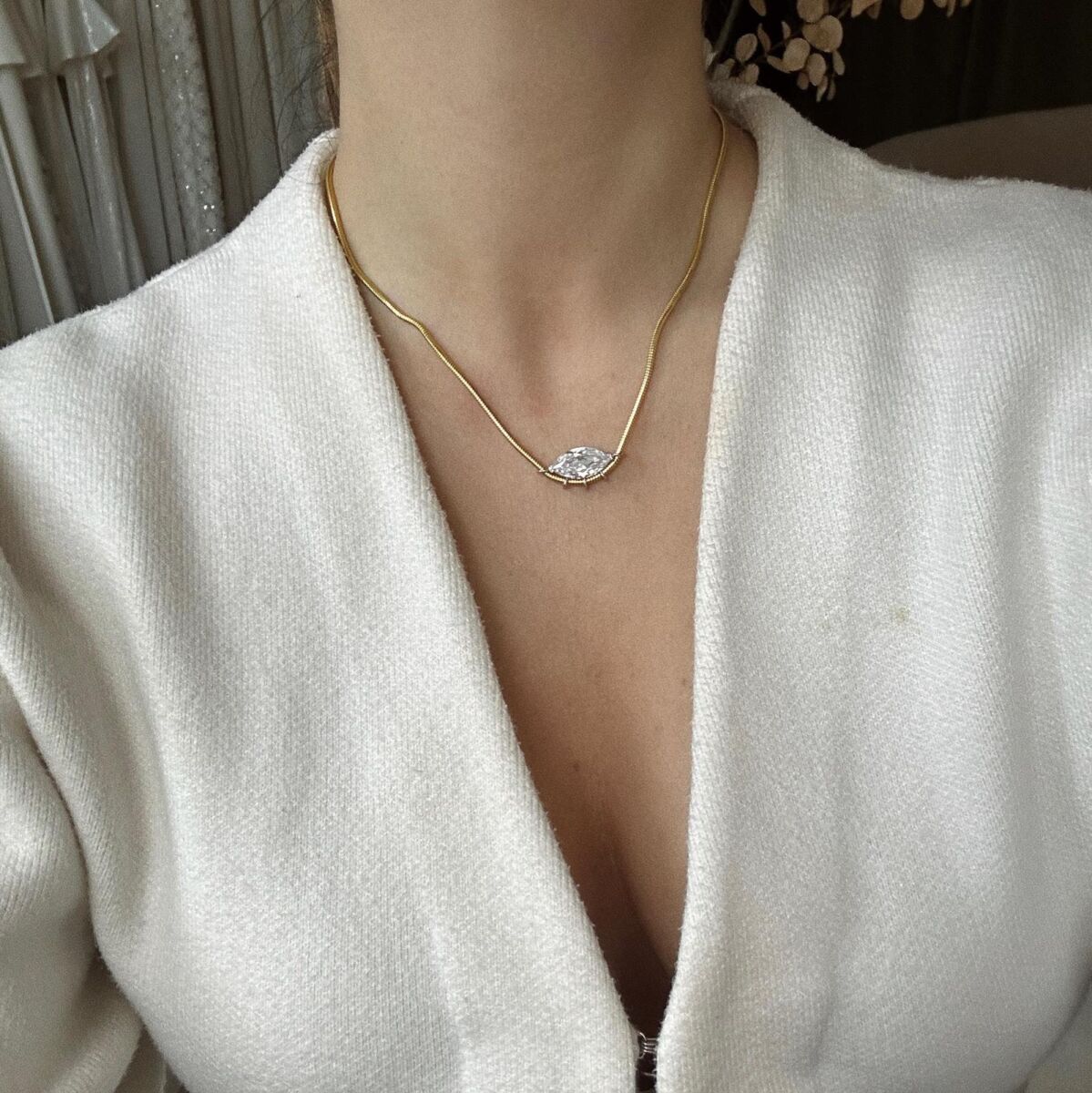 Badem Taşlı Kolye | 925 Gümüş - 1