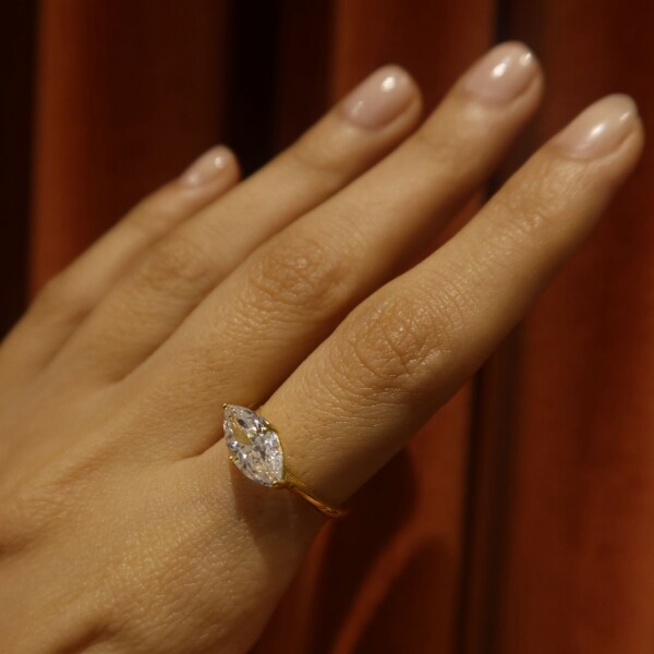 Badem Taşlı Yüzük | 925 Gümüş - 1