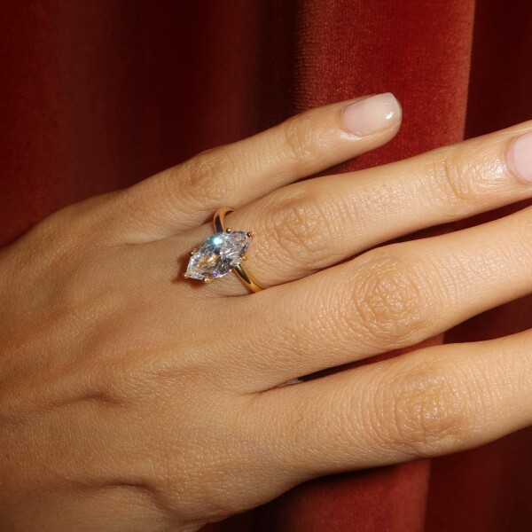 Badem Taşlı Yüzük | 925 Gümüş - 1