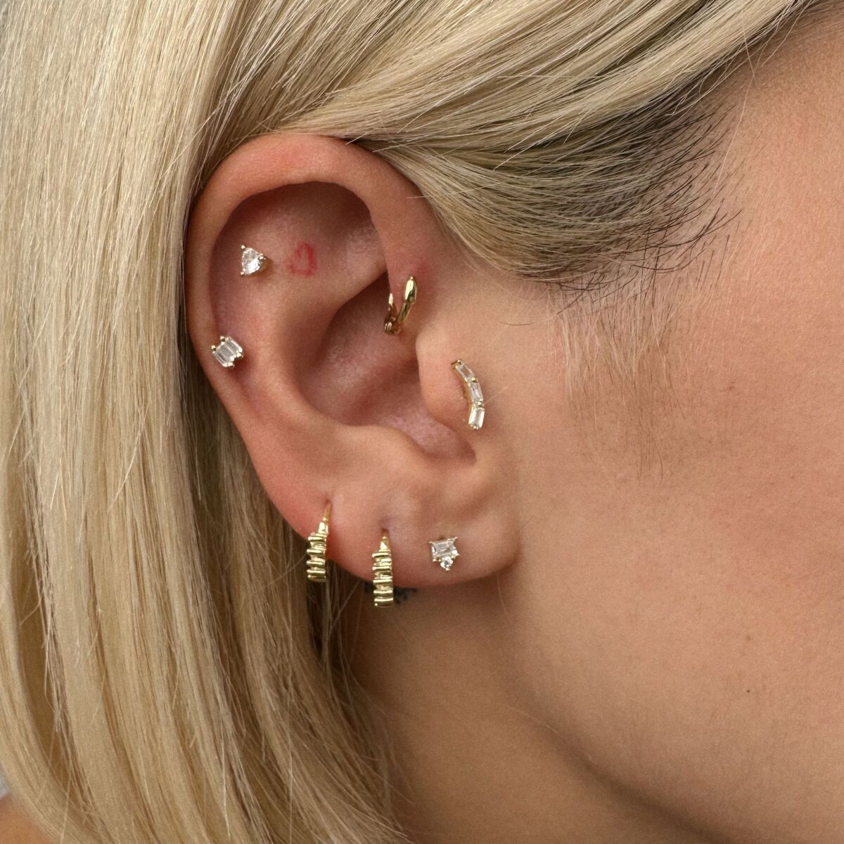 Baget Taşlı Daith Piercing | 925 Gümüş - 2