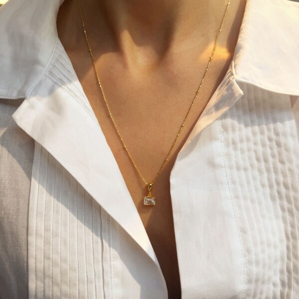 Baget Taşlı Kolye | 925 Gümüş - 1