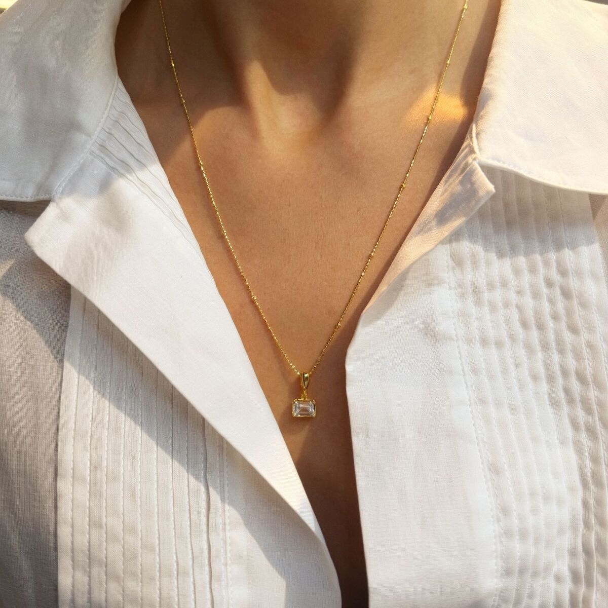 Baget Taşlı Kolye | 925 Gümüş - 1