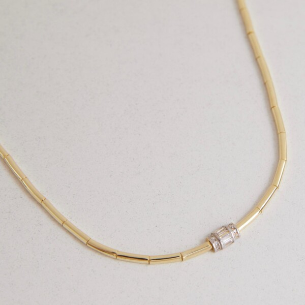 Baget Taşlı Silindir Kolye | 925 Gümüş - Fi Season