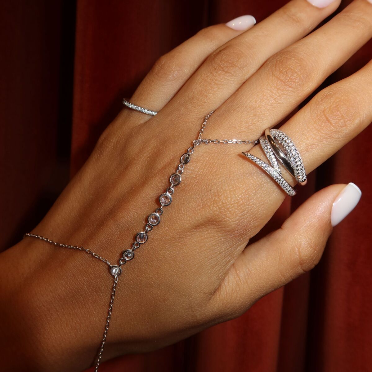 Beyaz Taşlı İnce Yüzük | 925 Gümüş - 2