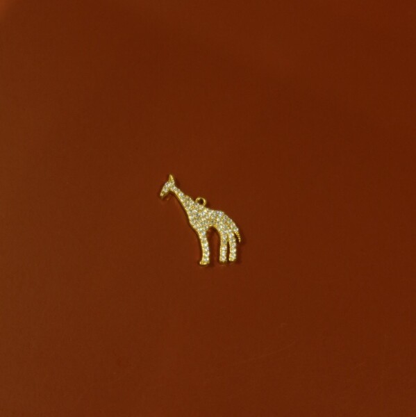 Beyaz Taşlı Zürafa Figürlü Charm - 1