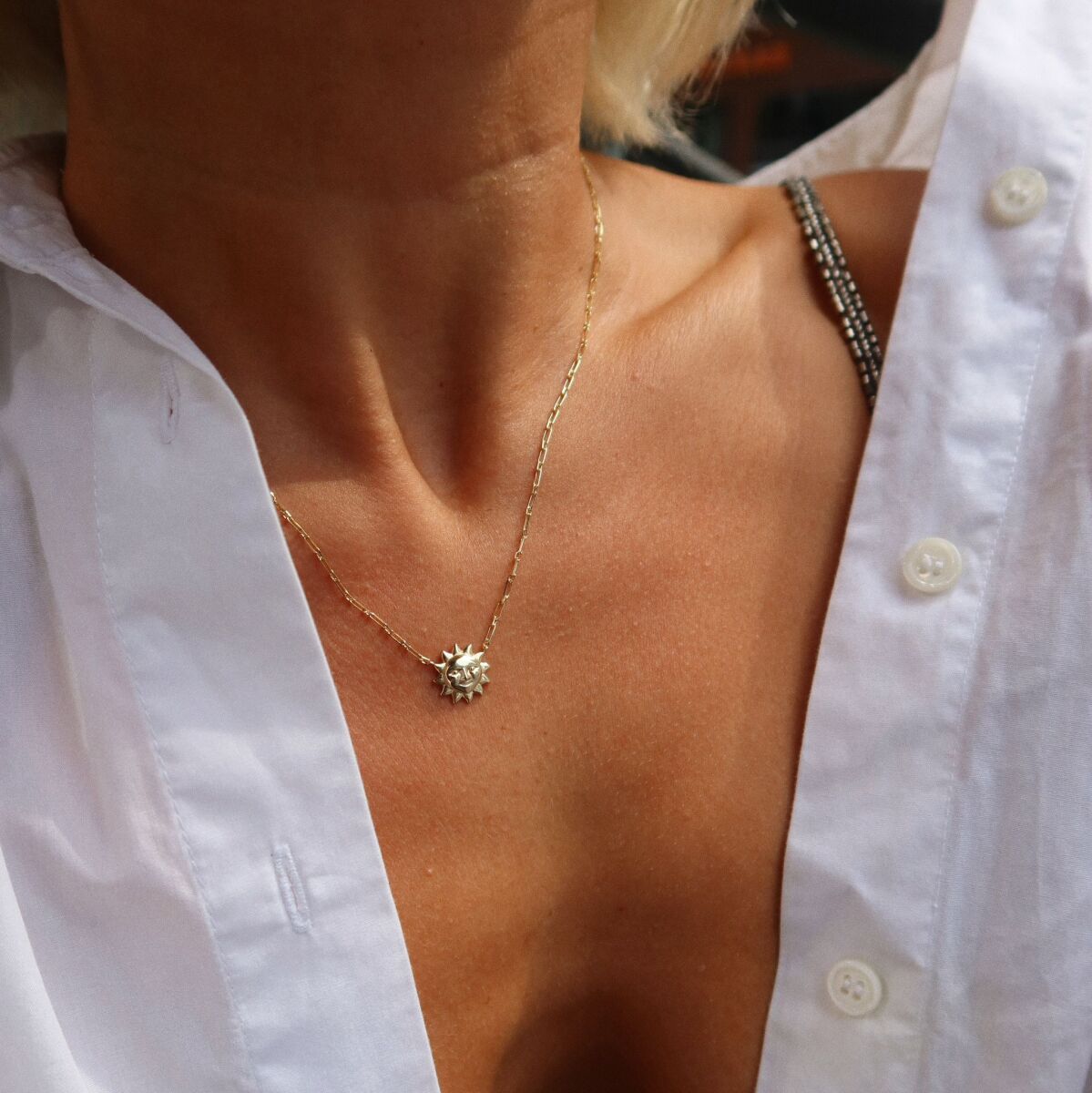 Bombeli Güneş Figürlü Kolye | 925 Gümüş - 1