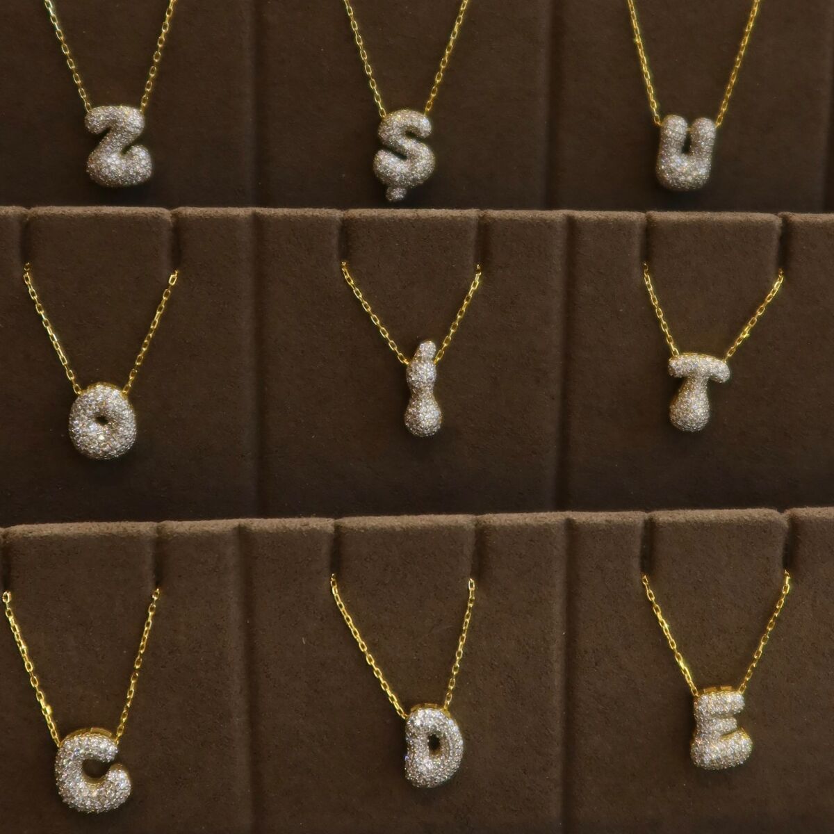 Bombeli Taşlı Harf Kolye | 925 Gümüş - 2