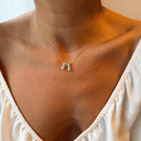 Bombeli Taşlı İsim Kolye | 925 Gümüş - Fi Season (1)