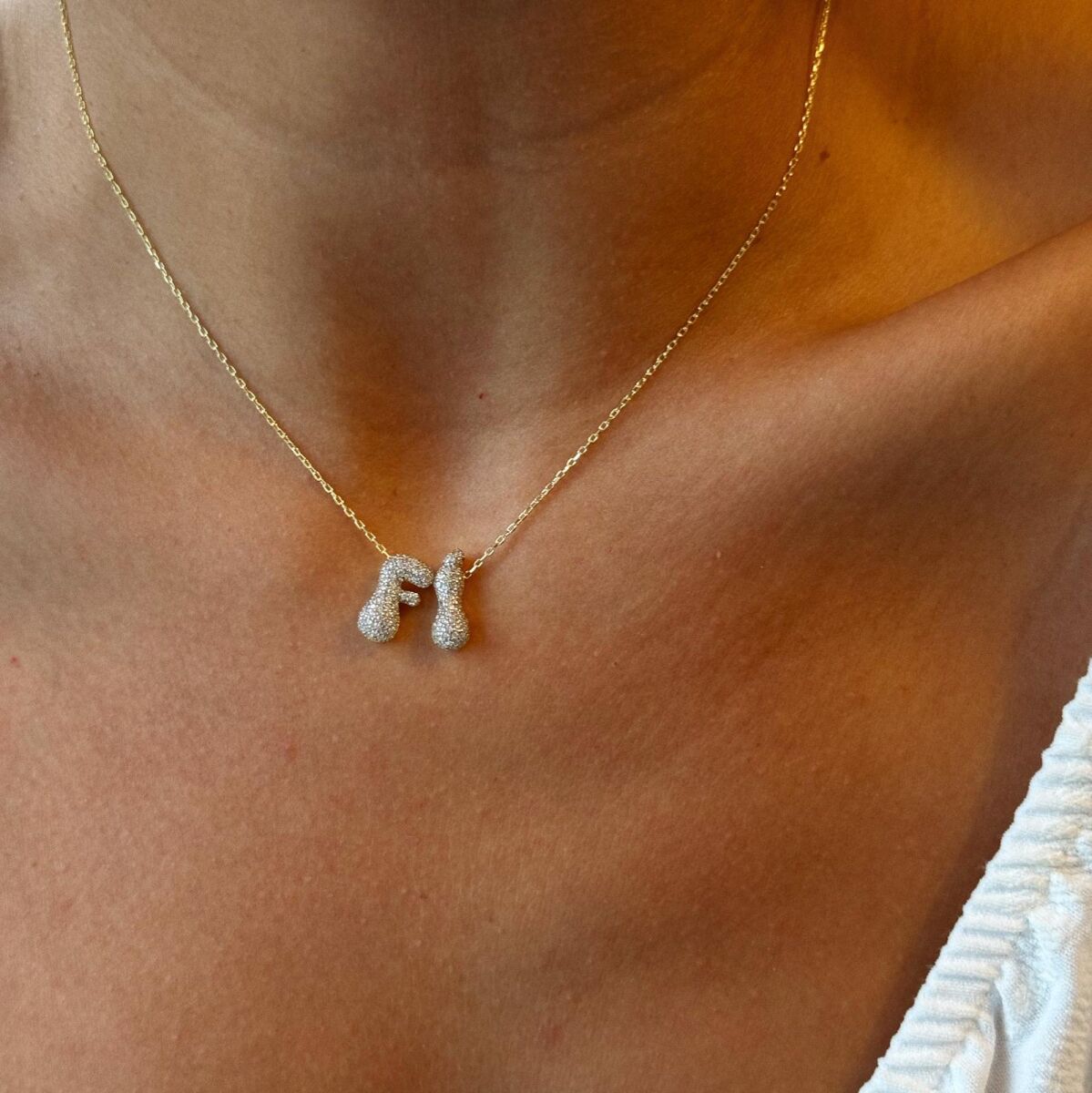 Bombeli Taşlı İsim Kolye | 925 Gümüş - 3