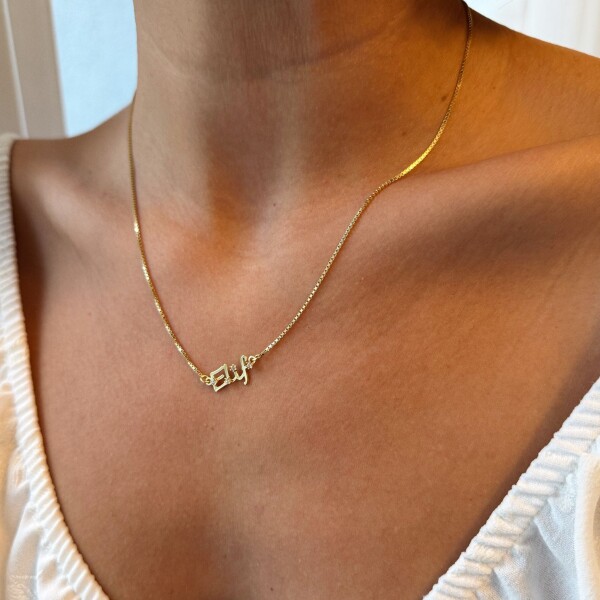 Boru Zincirli Taşlı İsim Kolye | 925 Gümüş - Fi Season (1)