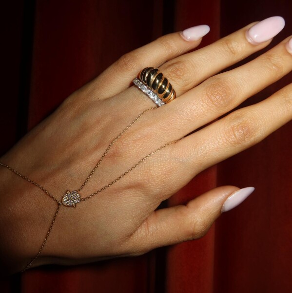 Burgulu Kalın Yüzük | 14 Ayar Altın - 1