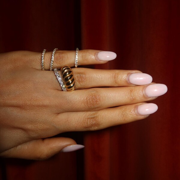 Burgulu Kalın Yüzük | 14 Ayar Altın - 2