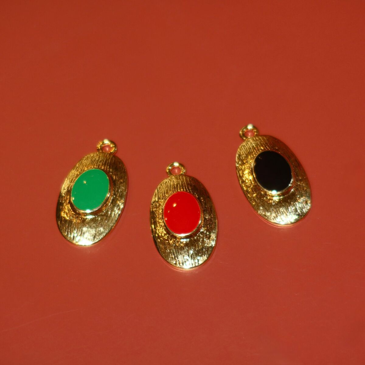 Büyük Oval Renkli Mineli Charm - 1