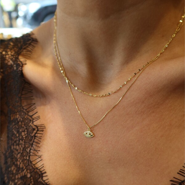 Çift Zincirli Göz Kolye | 925 Gümüş - 2