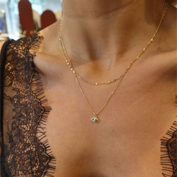 Çift Zincirli Göz Kolye | 925 Gümüş - 1