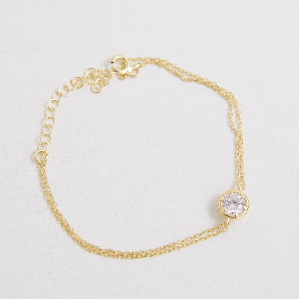 Daire Taşlı Bileklik | 925 Gümüş - 1