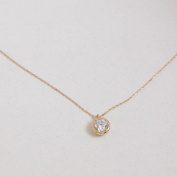 Daire Taşlı Kolye | 14 Ayar Altın - 4