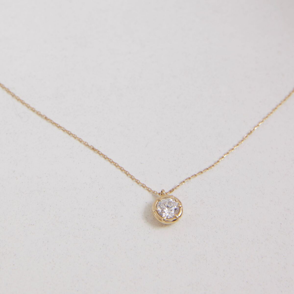 Daire Taşlı Kolye | 14 Ayar Altın - 4