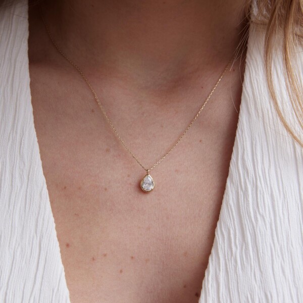 Damla Taşlı Kolye | 14 Ayar Altın - Fi Season