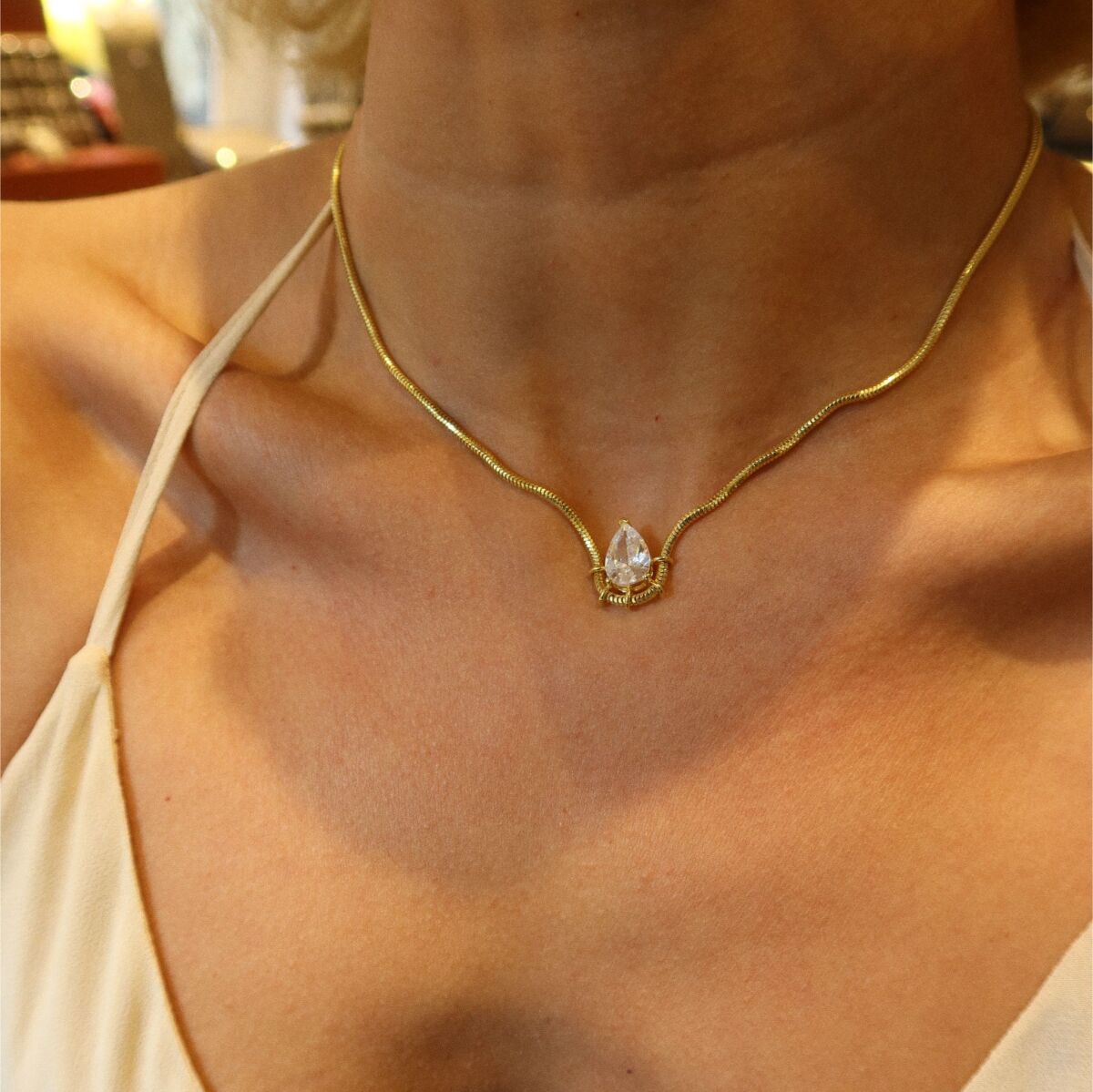 Damla Taşlı Kolye | 925 Gümüş - 1