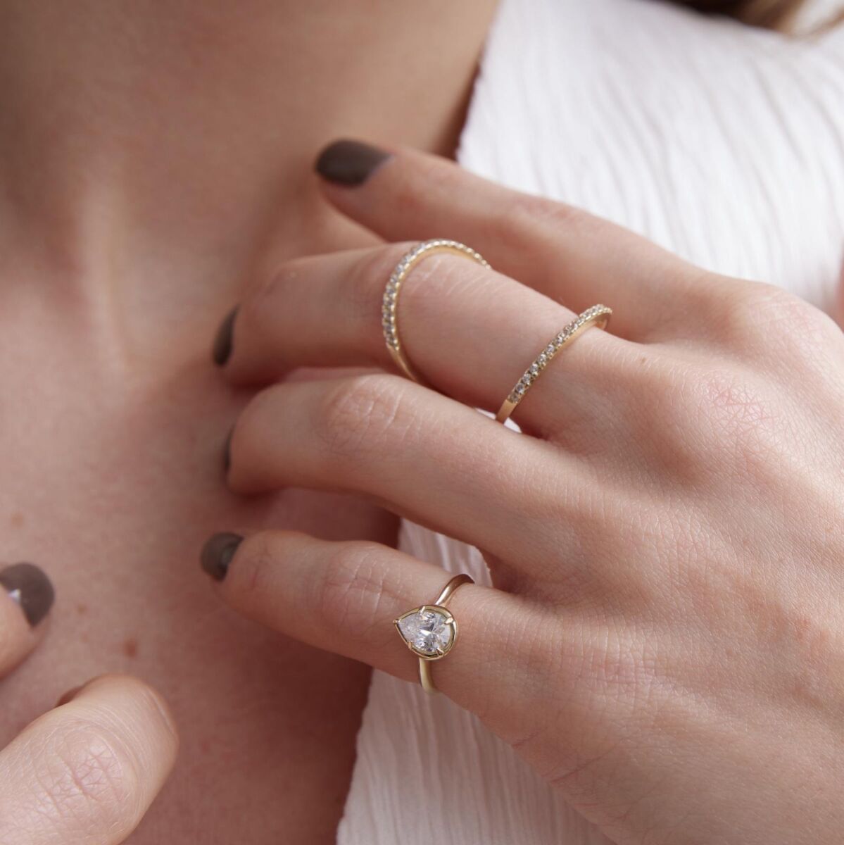 Damla Taşlı Yüzük | 14 Ayar Altın - 2