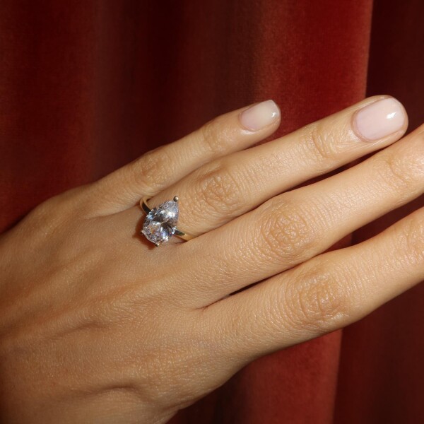 Damla Taşlı Yüzük | 925 Gümüş - 1