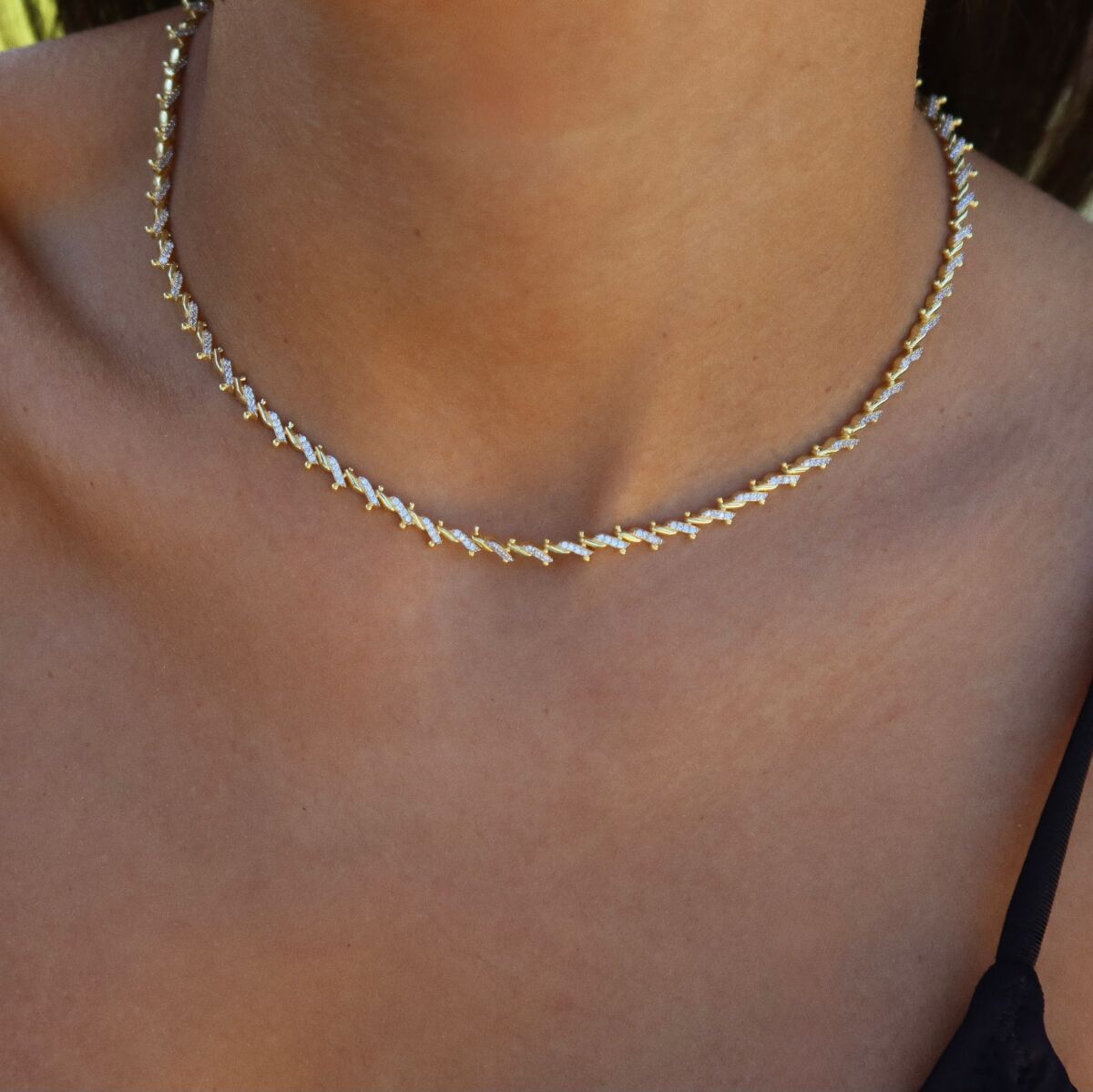 Düğüm Figürlü Taşlı Choker | 925 Gümüş - 1