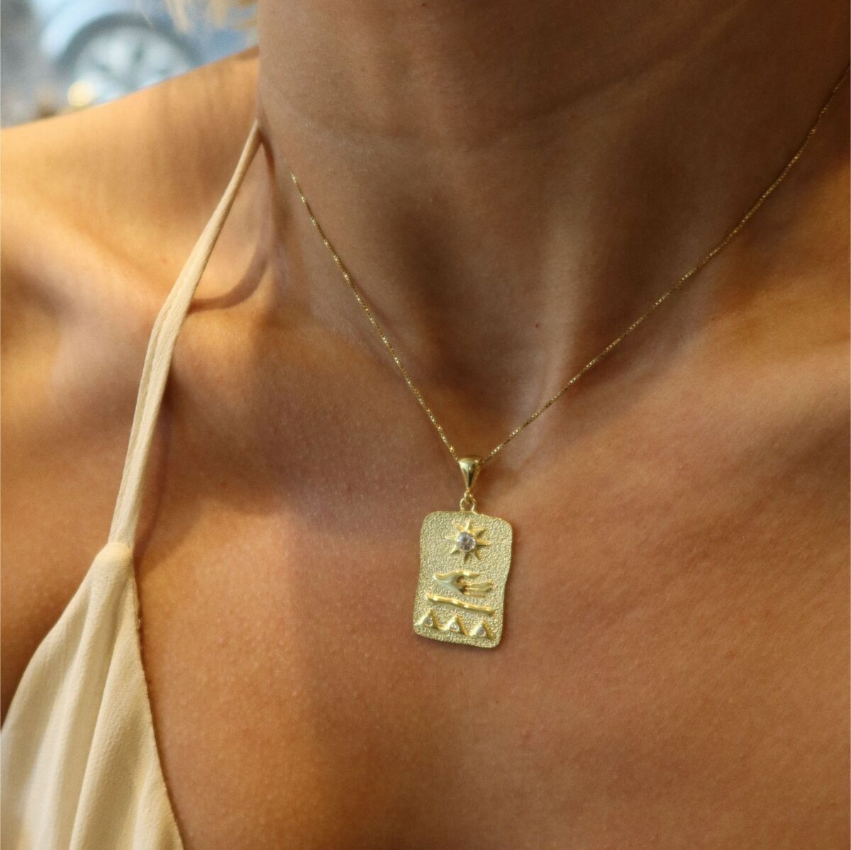 Güneş Sembollü Kolye | 925 Gümüş - 1