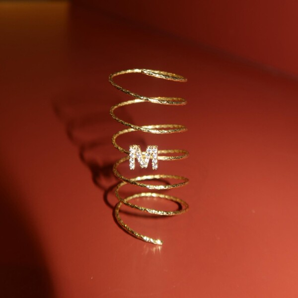 Harfli Taşlı Sarmal Yüzük | 925 Gümüş - 1