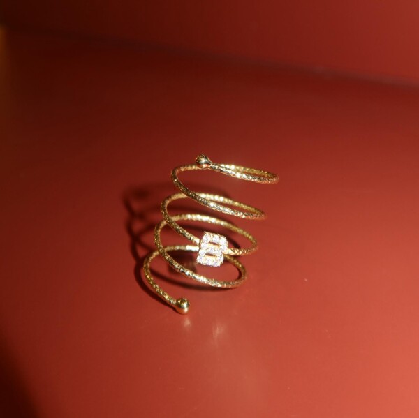 Harfli Taşlı Sarmal Yüzük | 925 Gümüş - 1