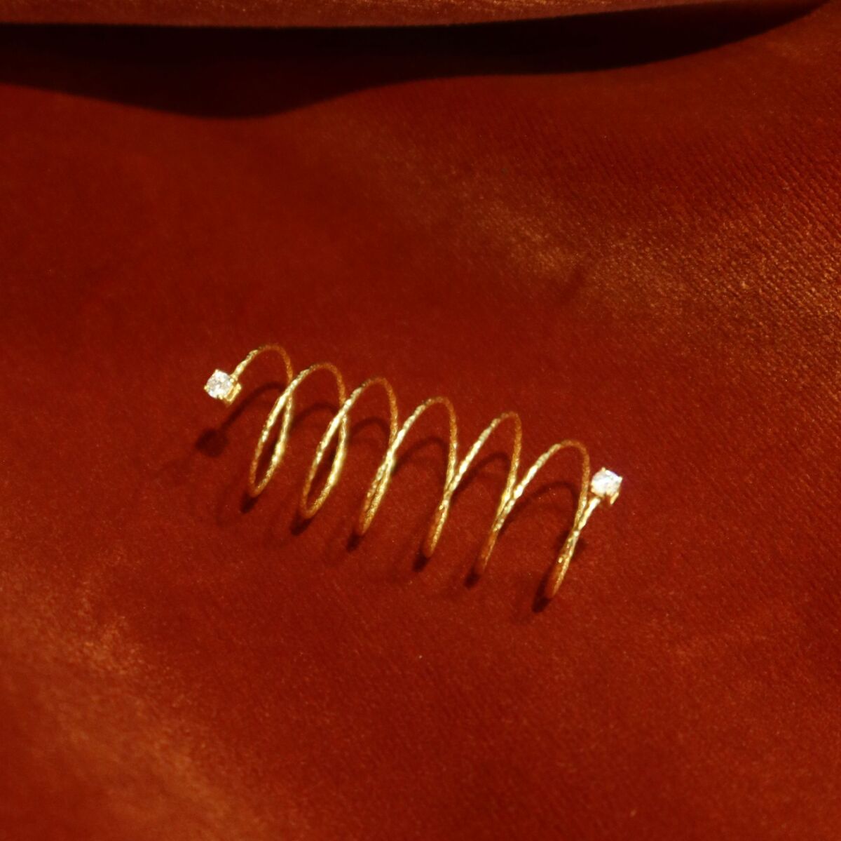 İki Taşlı Sarmal Yüzük | 925 Gümüş - 7