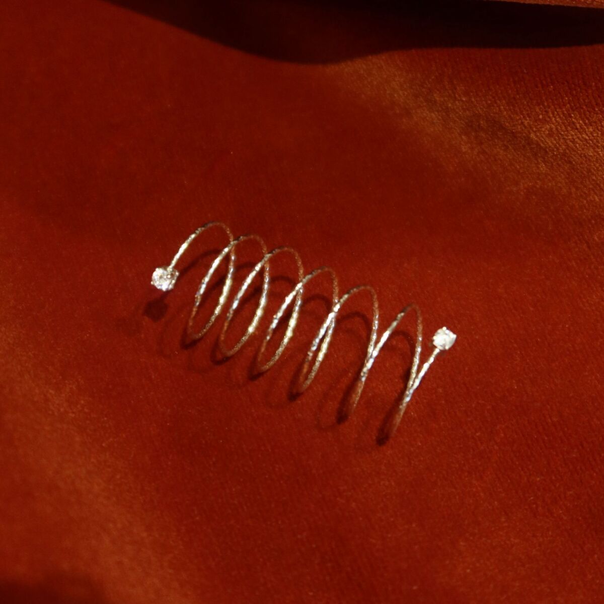 İki Taşlı Sarmal Yüzük | 925 Gümüş - 8