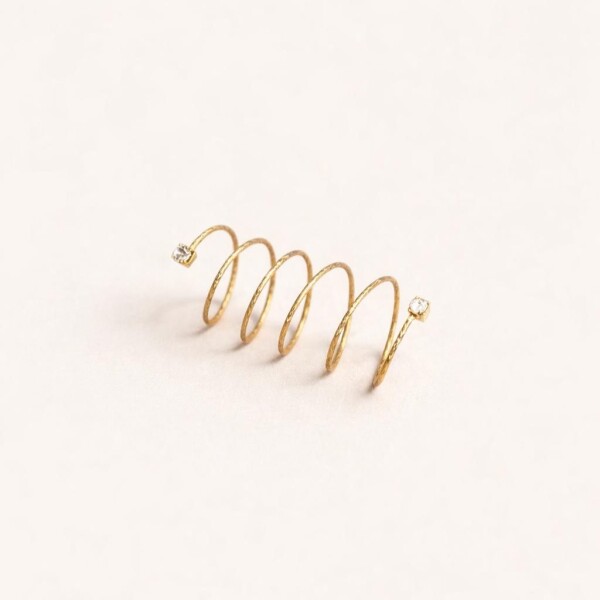 İki Taşlı Sarmal Yüzük | 925 Gümüş - 9