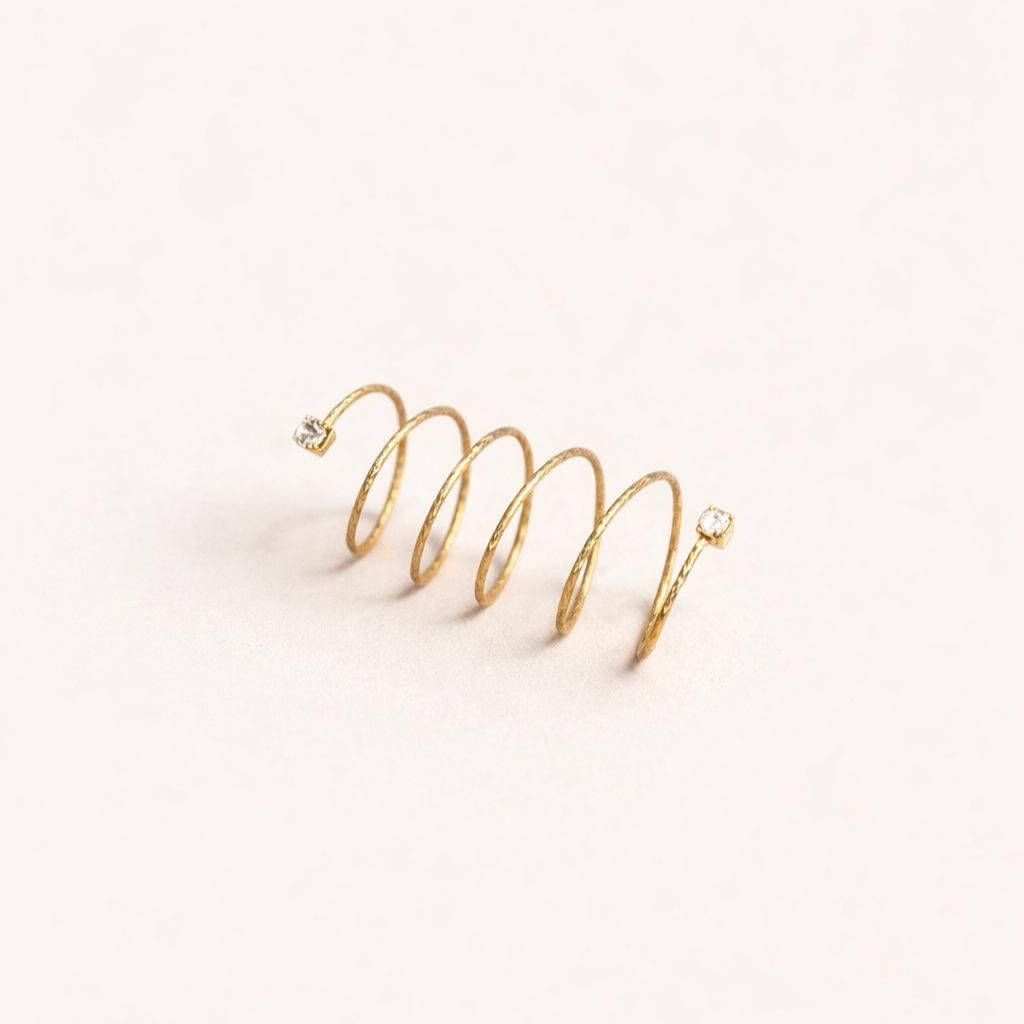 İki Taşlı Sarmal Yüzük | 925 Gümüş - 9