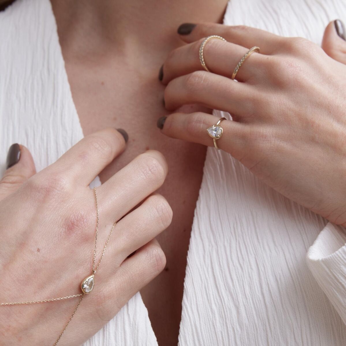 İkili Taşlı Yüzük | 925 Ayar Gümüş - 6