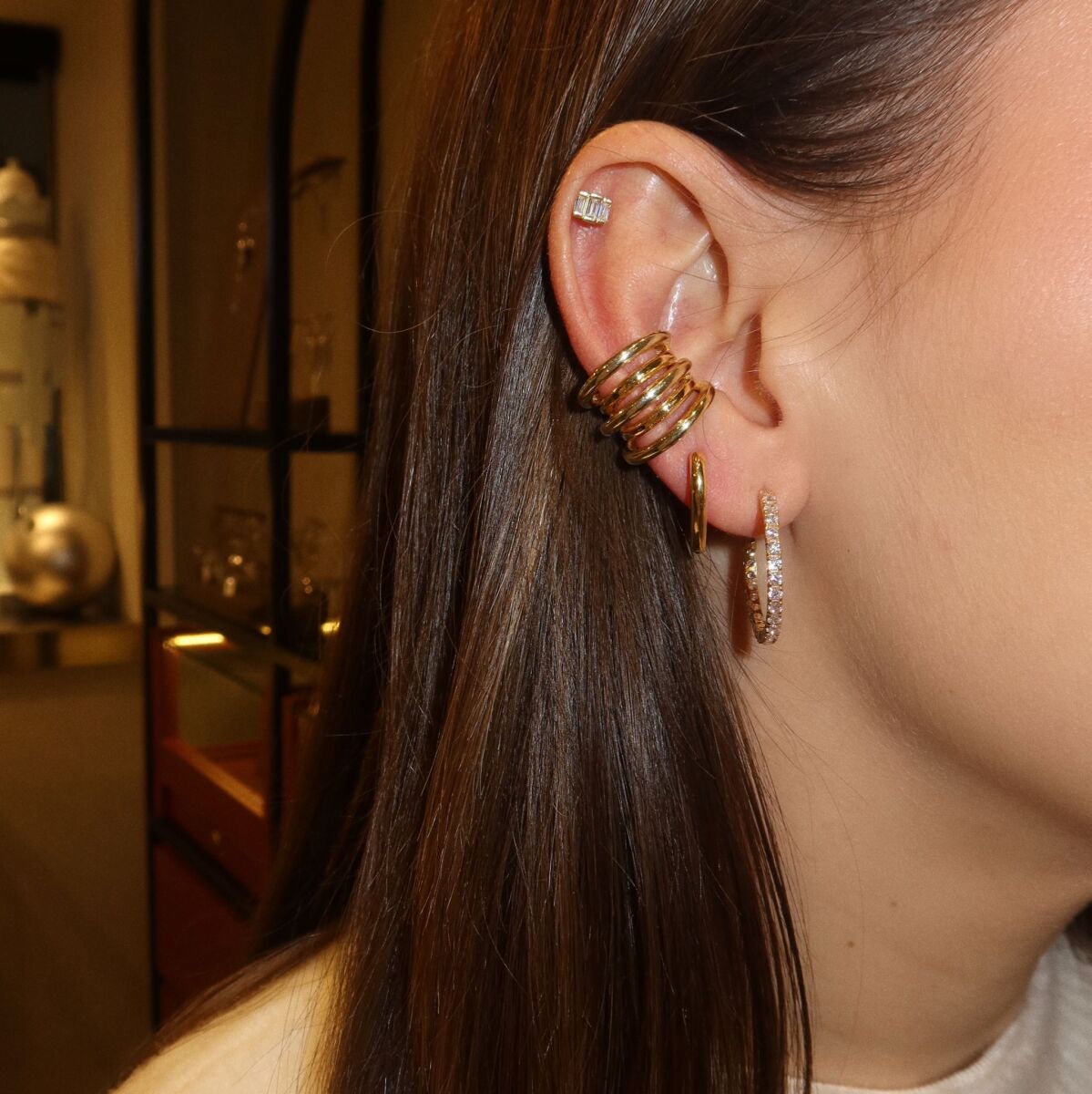 Kalın 5 Halkalı Ear Cuff | 925 Gümüş - 1