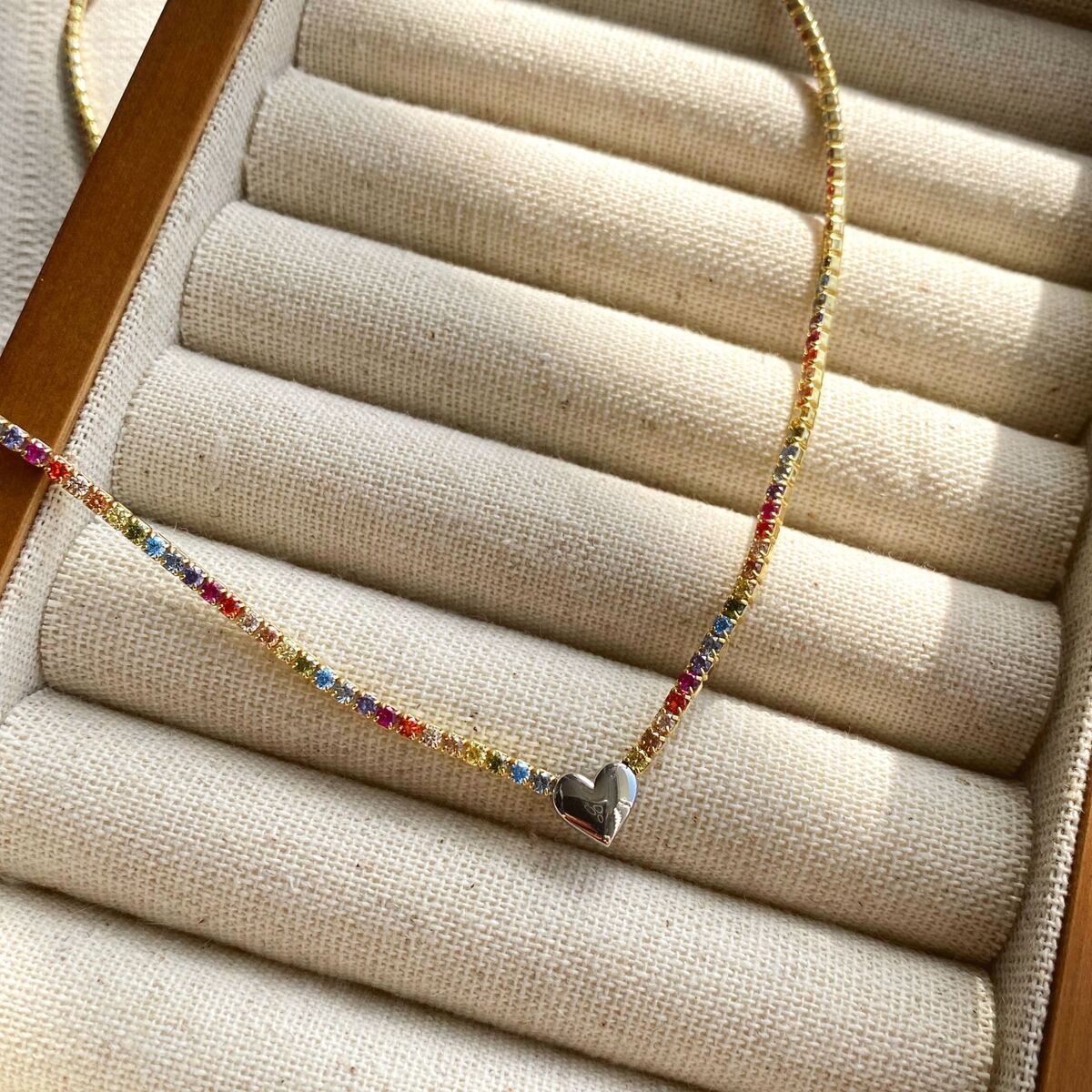 Kalp Figürlü Renkli Su Yolu Choker | 925 Gümüş - 1