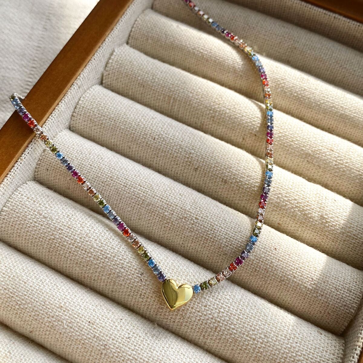 Kalp Figürlü Renkli Su Yolu Choker | 925 Gümüş - 1