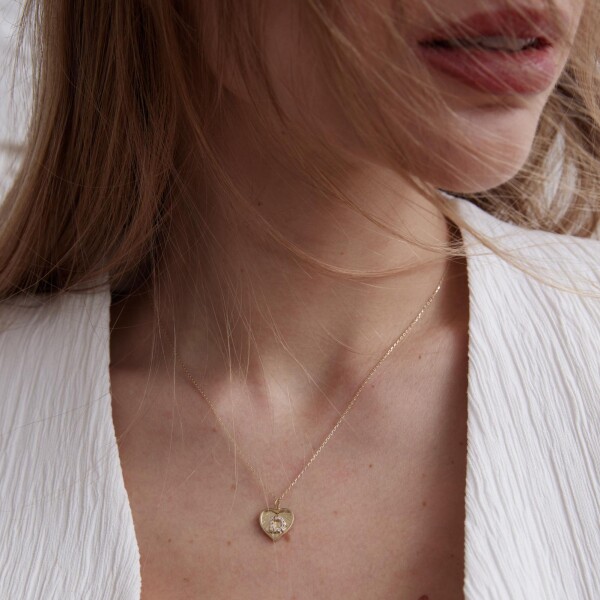 Kalpli Harf Kolye | 14 Ayar Altın - Fi Season