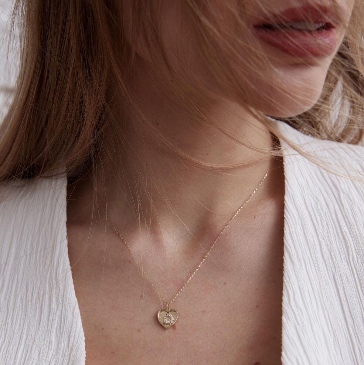 Kalpli Harf Kolye | 14 Ayar Altın - 1