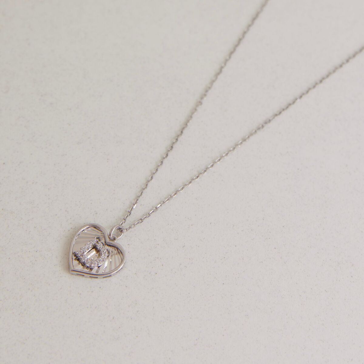 Kalpli Harf Kolye | 925 Ayar Gümüş - 9