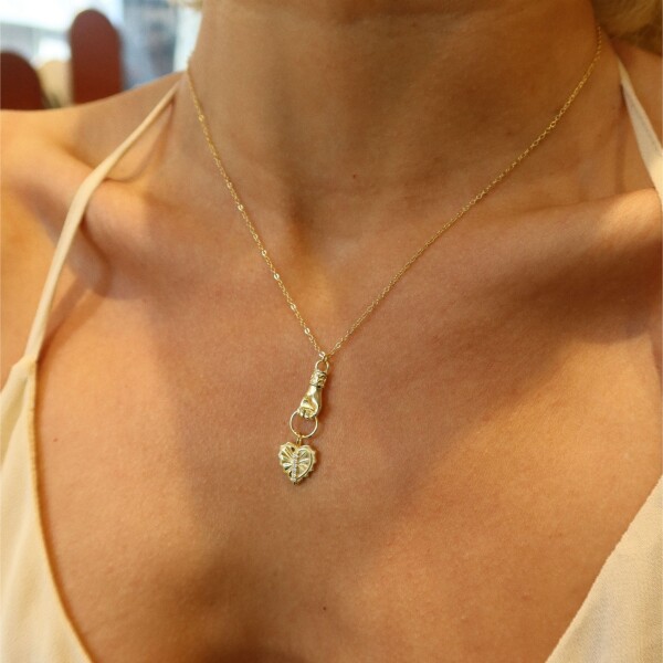 Kalpli Taşlı Avuç Figürlü Kolye | 925 Gümüş - 1