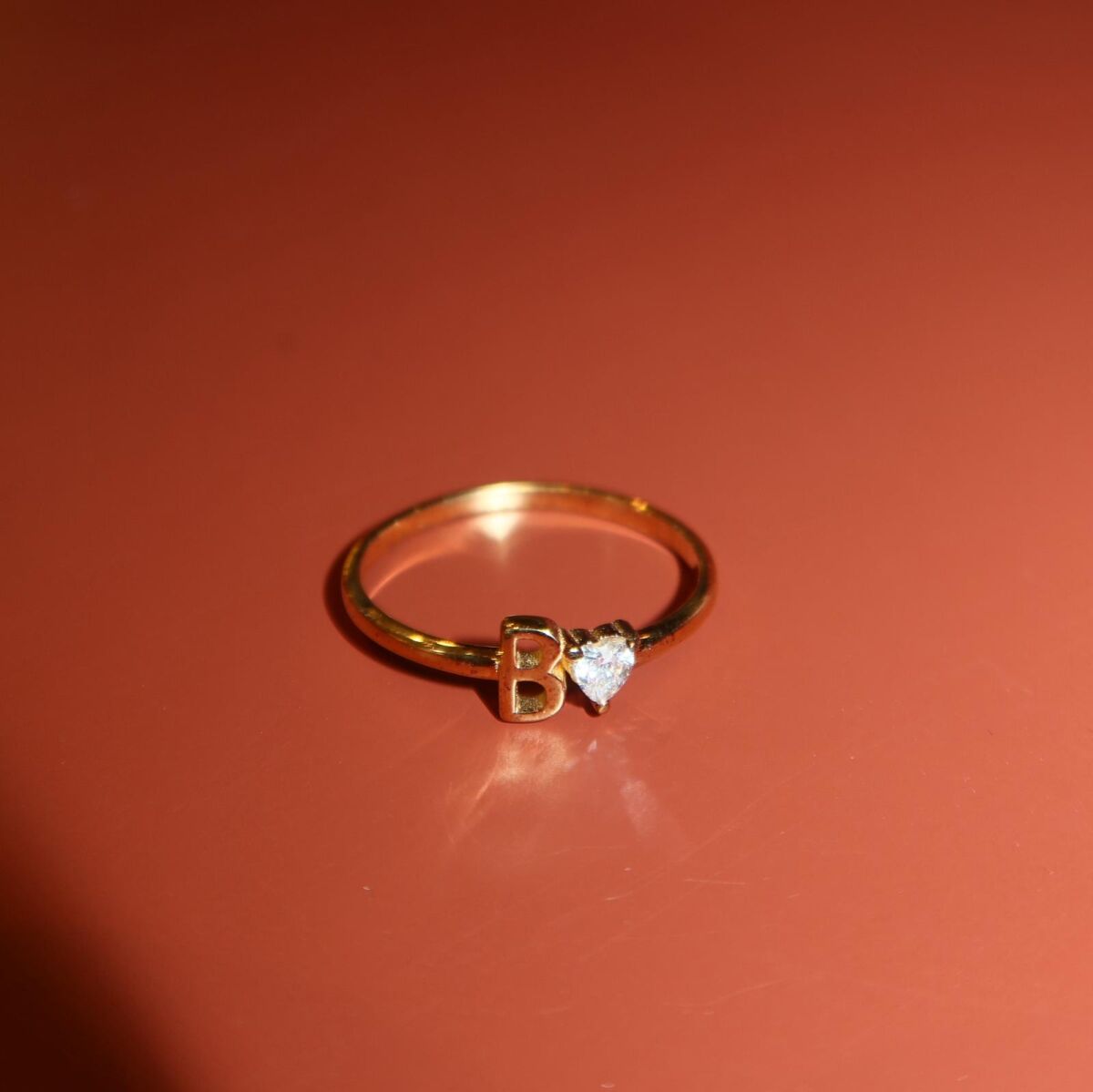 Kalpli Tek Taş Harf Yüzük | 925 Gümüş - 1