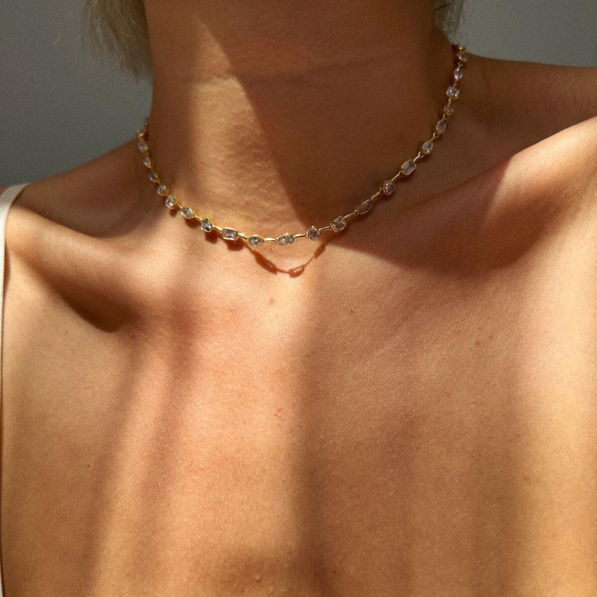 Karışık Beyaz Taşlı Choker | 925 Gümüş - 1