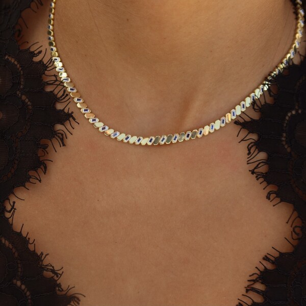 Lacivert Taşlı Choker | 925 Gümüş - Fi Season (1)