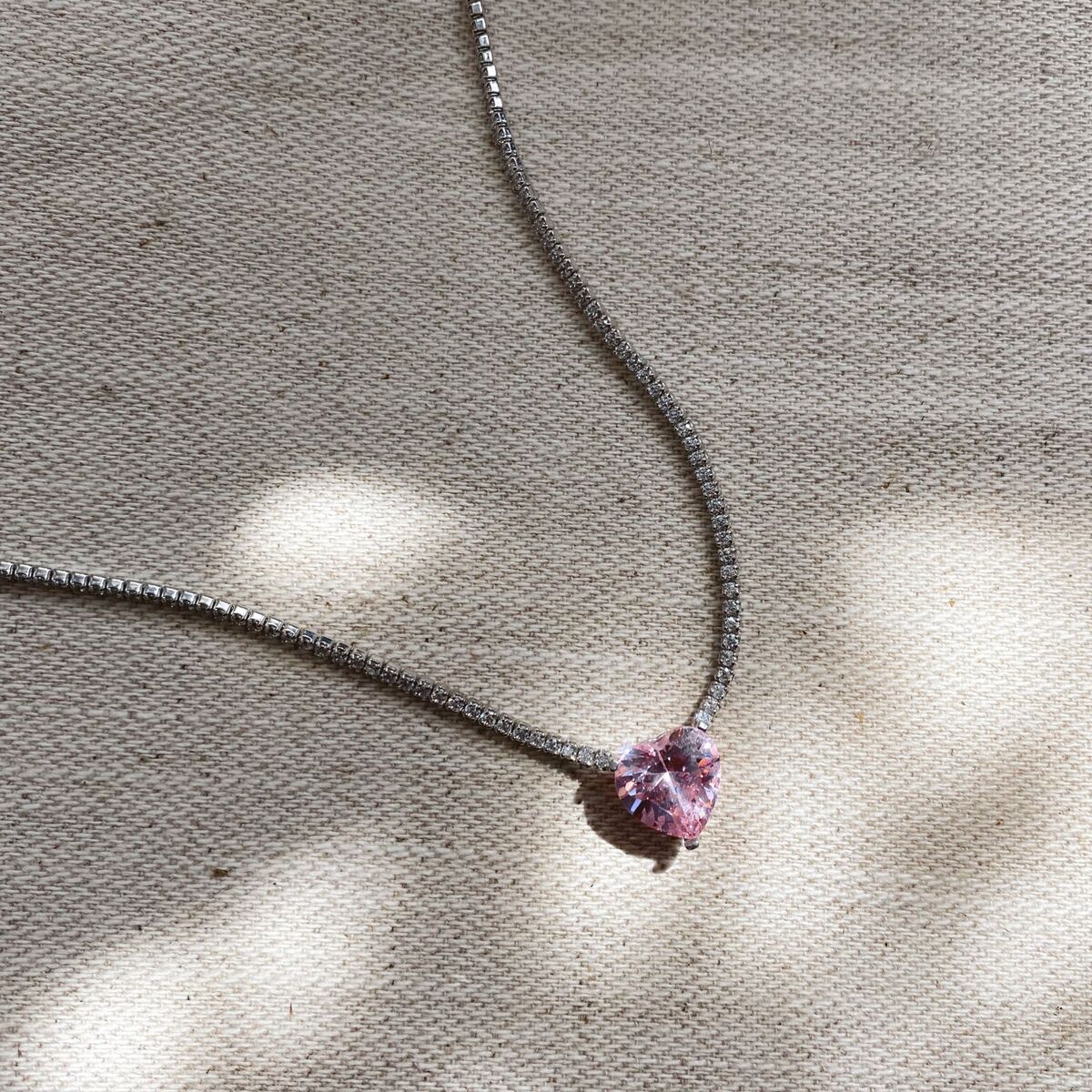 Lila Taşlı Kalp Su Yolu Choker | 925 Gümüş - 1